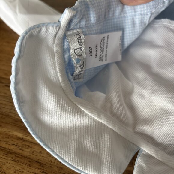 Petit Ami Blue Romper Overalls Style Suit Newborn Peter Pan Collar Heirloom - Picture 3 of 12